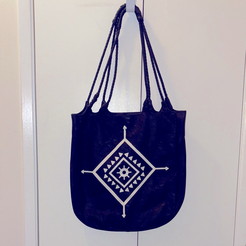 Mossimo Supply Co. Black Tote with Geometric Pattern southwestern medium